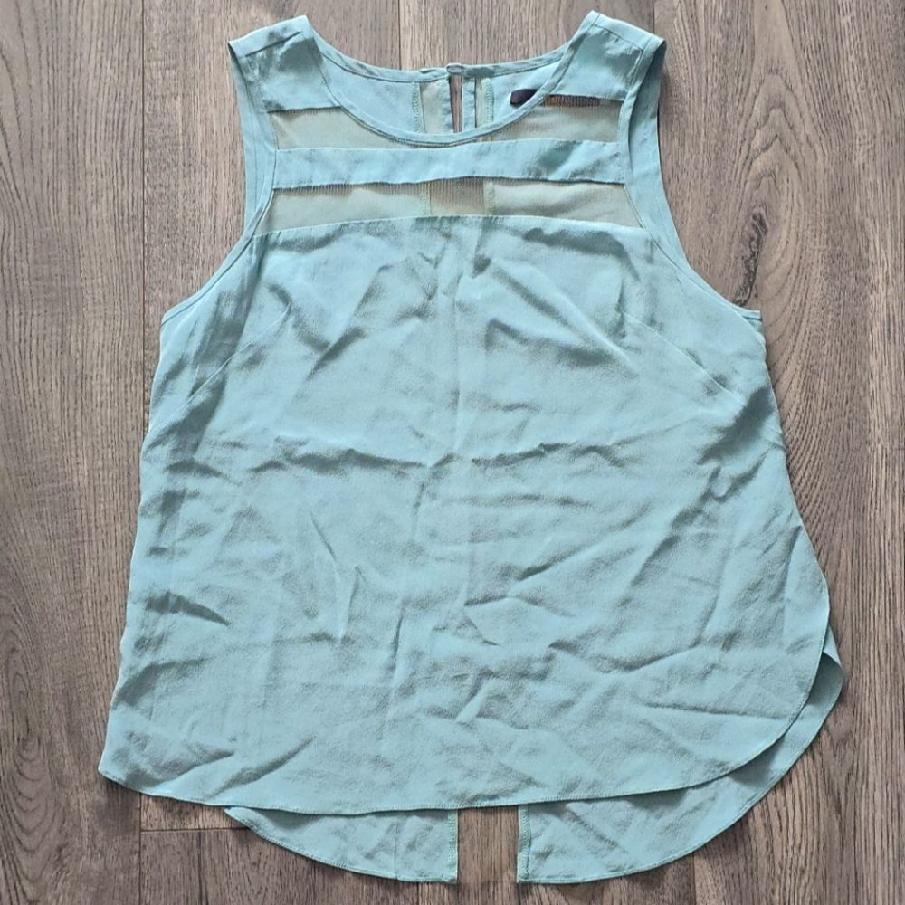Animale Silk Sleeveless Light Teal Top Mesh Details Women’s S